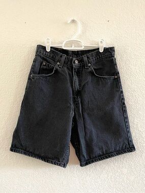 Vtg 90s Levi’s 565 Wide Leg Black Jorts Orange Tab Made in USA W28 Factory Hem